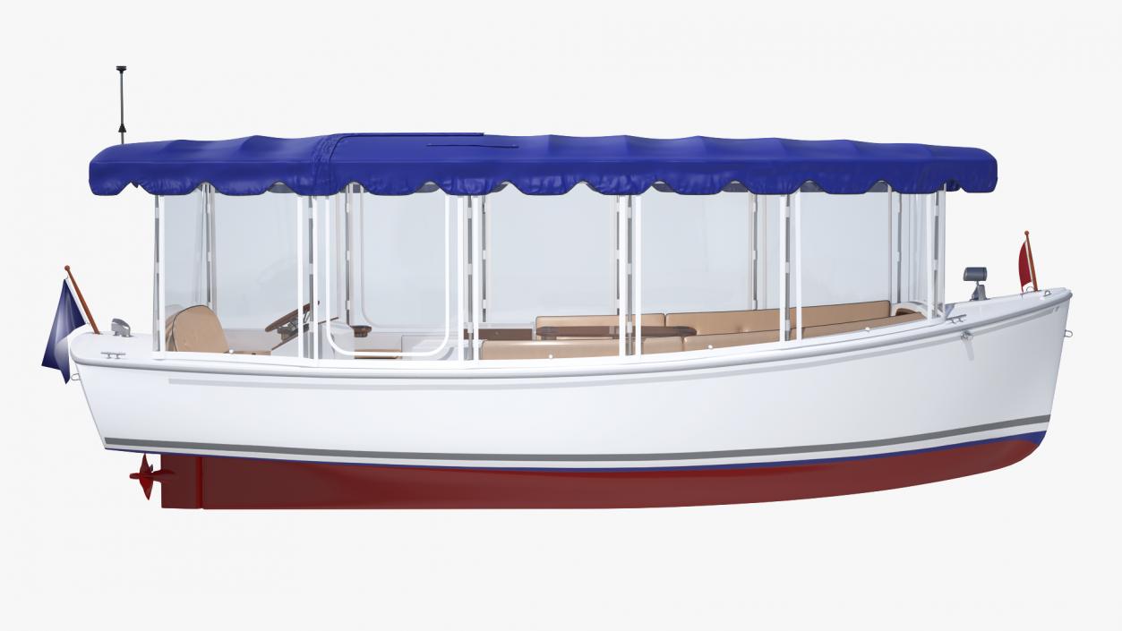 3D Electric Boat with Canvas Enclosures Rigged model