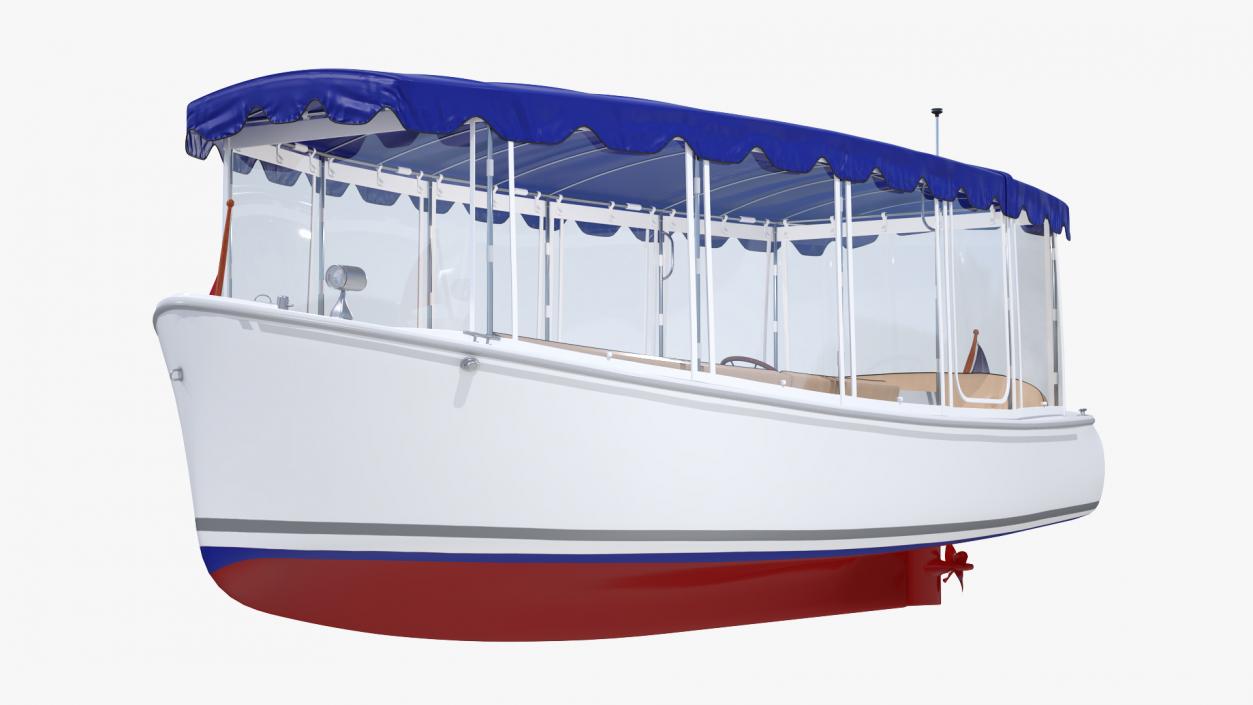 3D Electric Boat with Canvas Enclosures Rigged model