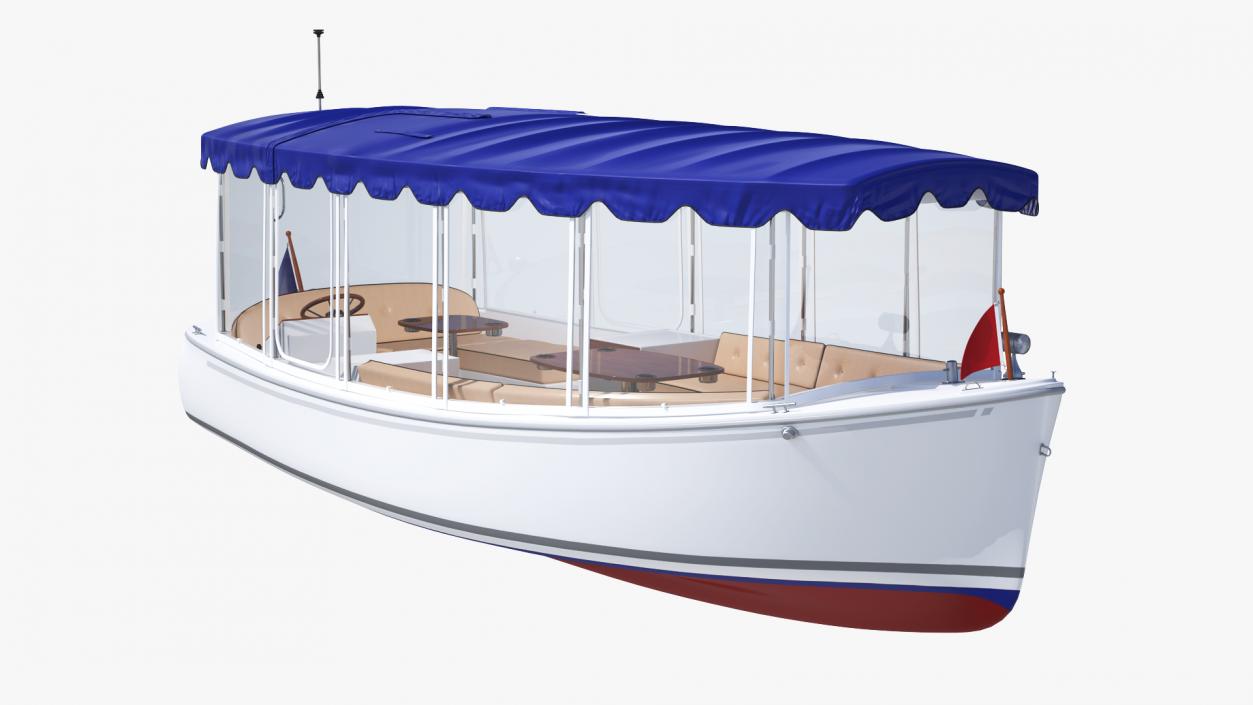 3D Electric Boat with Canvas Enclosures Rigged model