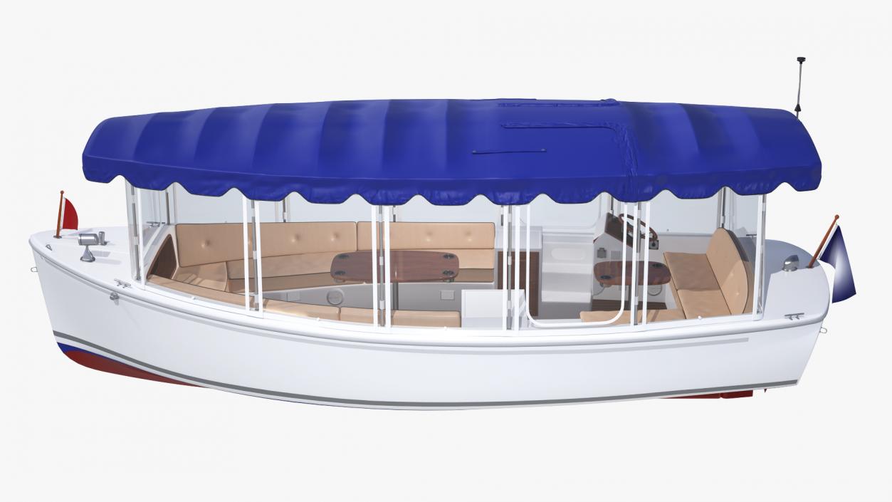 3D Electric Boat with Canvas Enclosures Rigged model