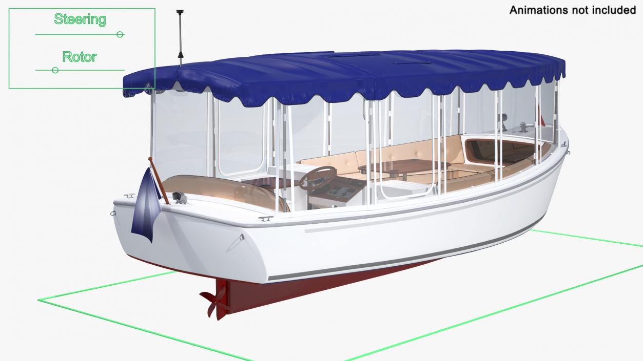 3D Electric Boat with Canvas Enclosures Rigged model