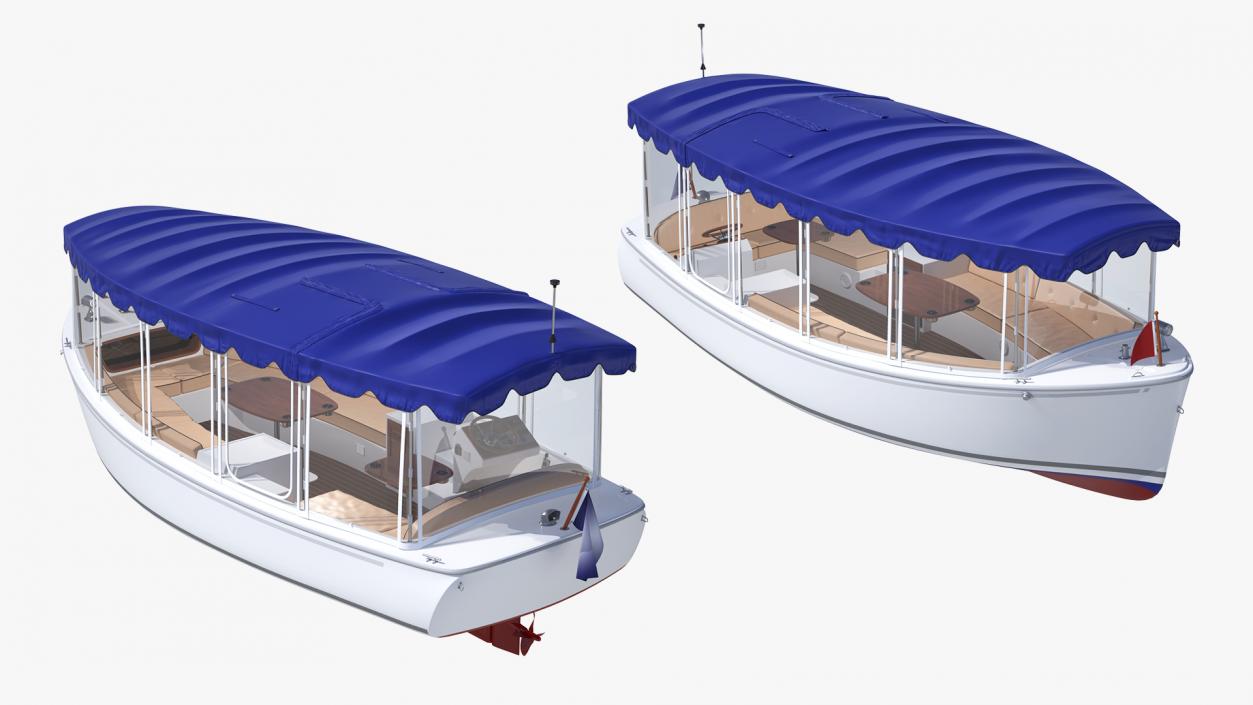 3D Electric Boat with Canvas Enclosures Rigged model