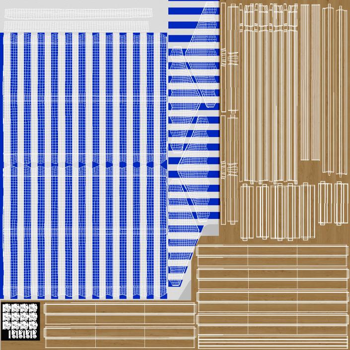 3D Wooden Market Stall with Awning