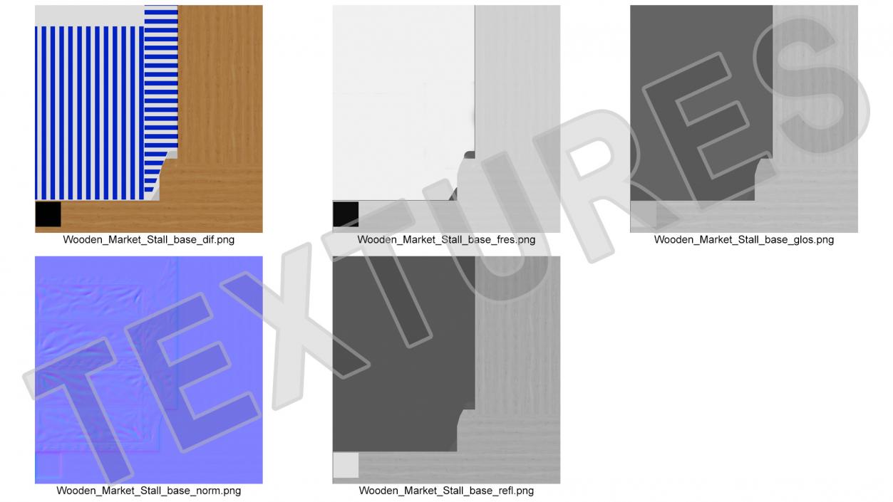 3D Wooden Market Stall with Awning