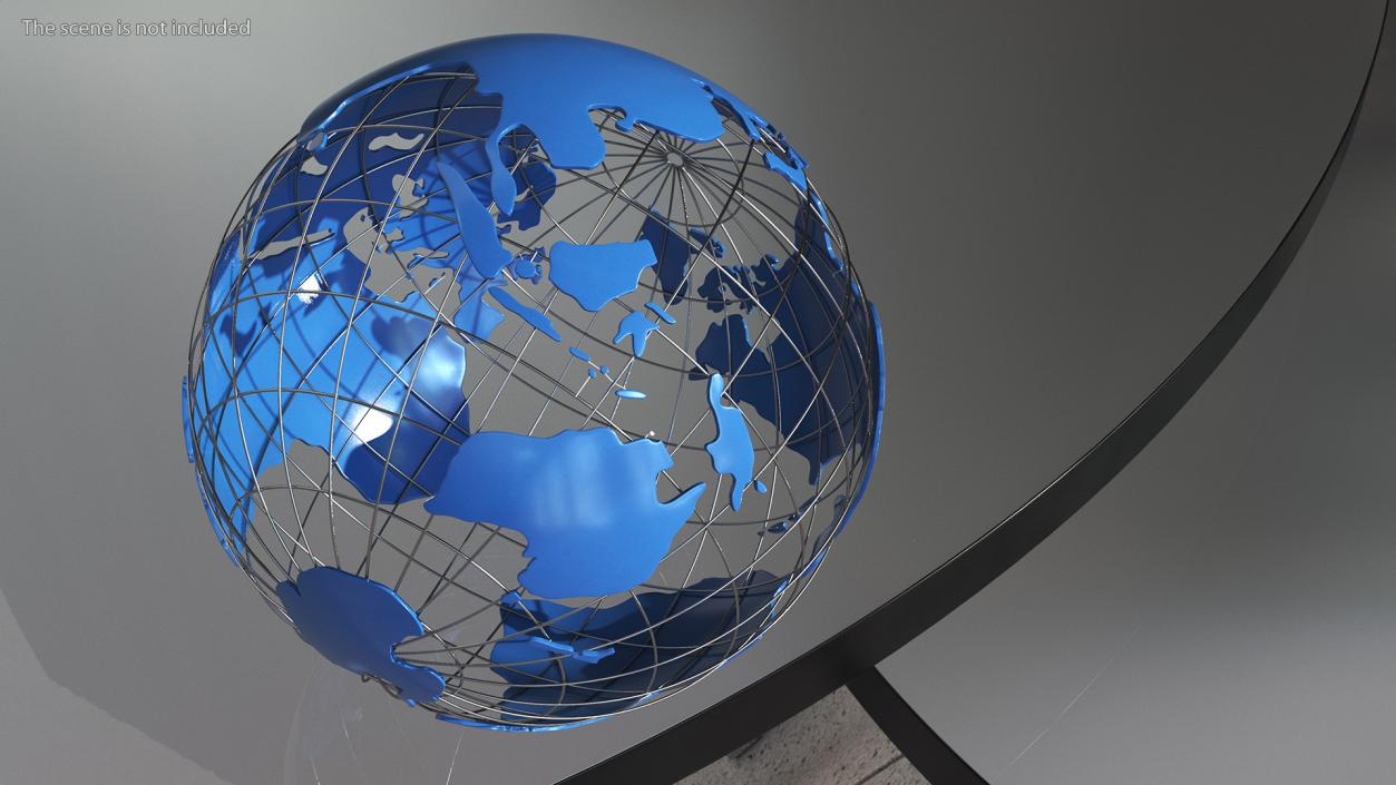 3D Stylized Earth Globe with Metal Blue