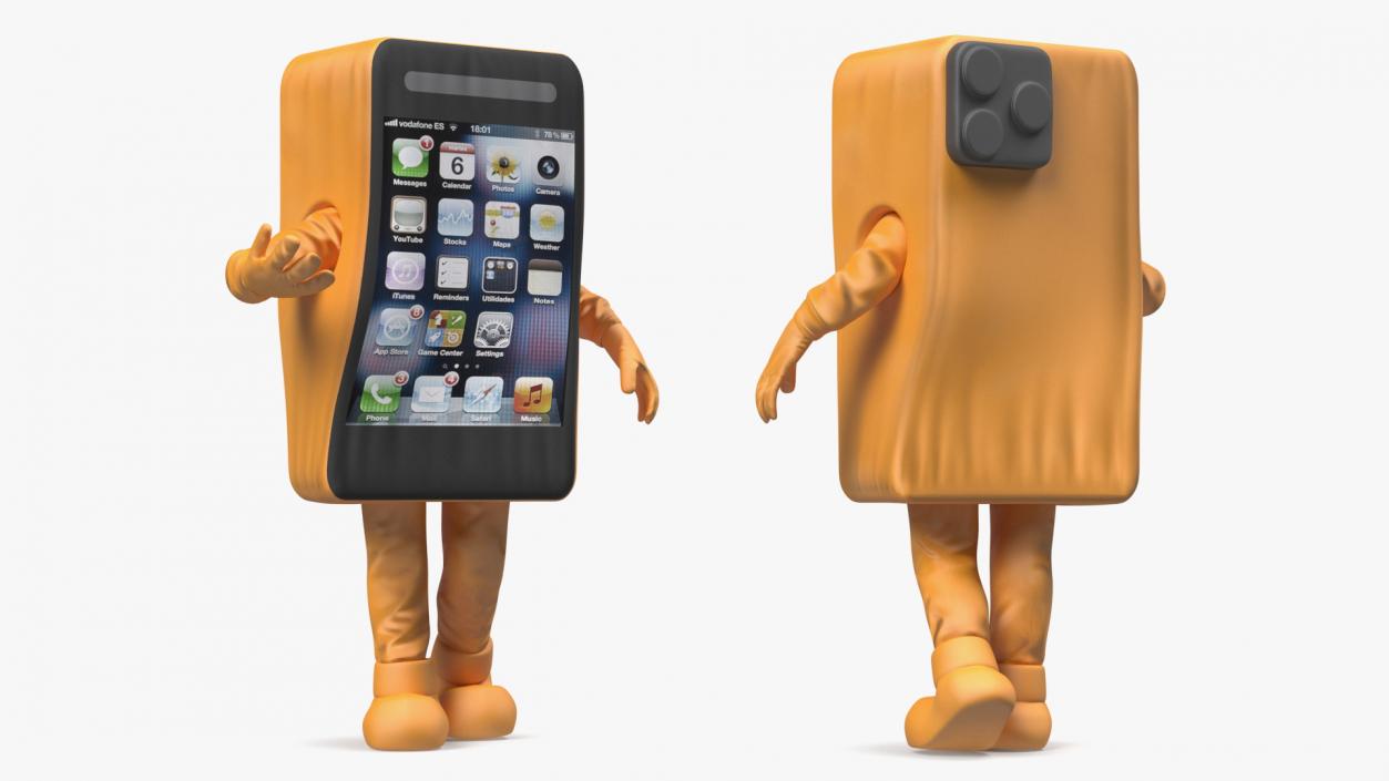 3D Orange IPhone Mascot Walking model