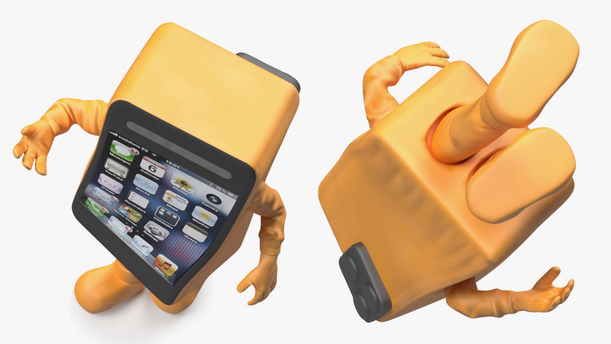 3D Orange IPhone Mascot Walking model