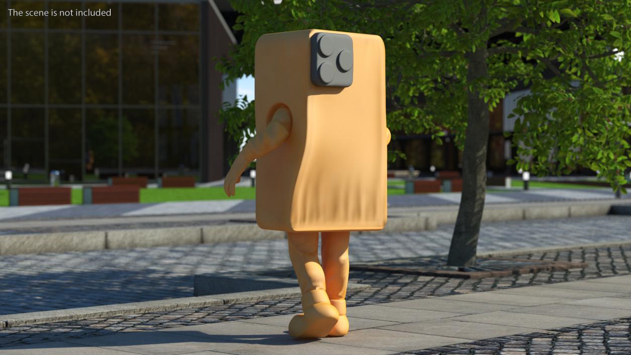 3D Orange IPhone Mascot Walking model