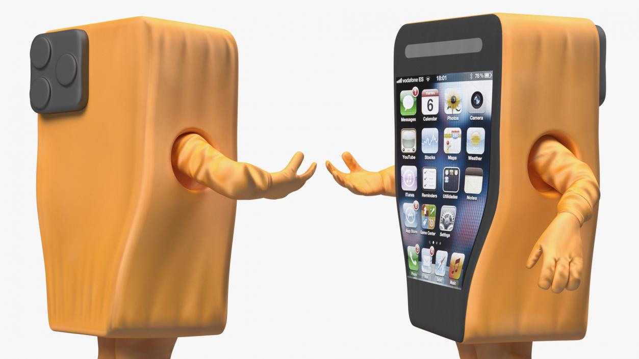 3D Orange IPhone Mascot Walking model