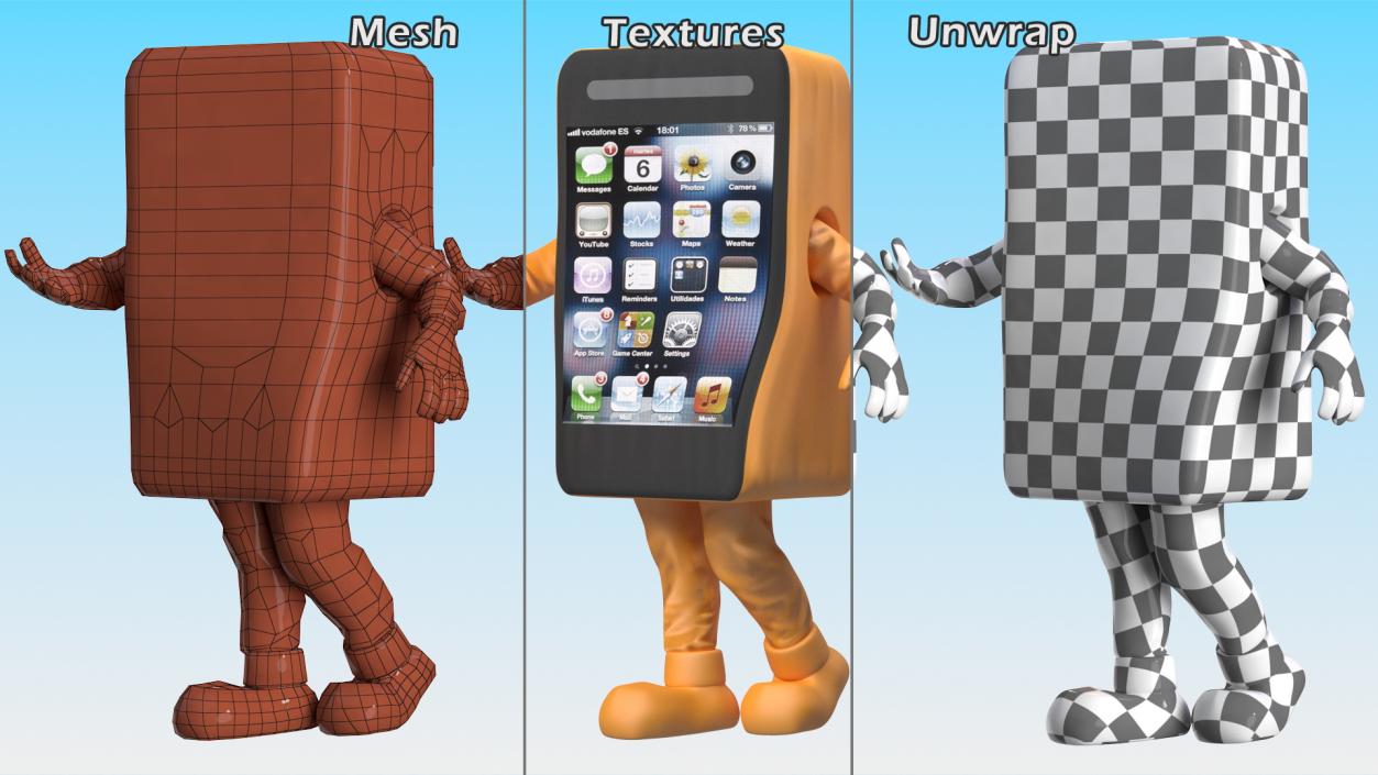 3D Orange IPhone Mascot Walking model