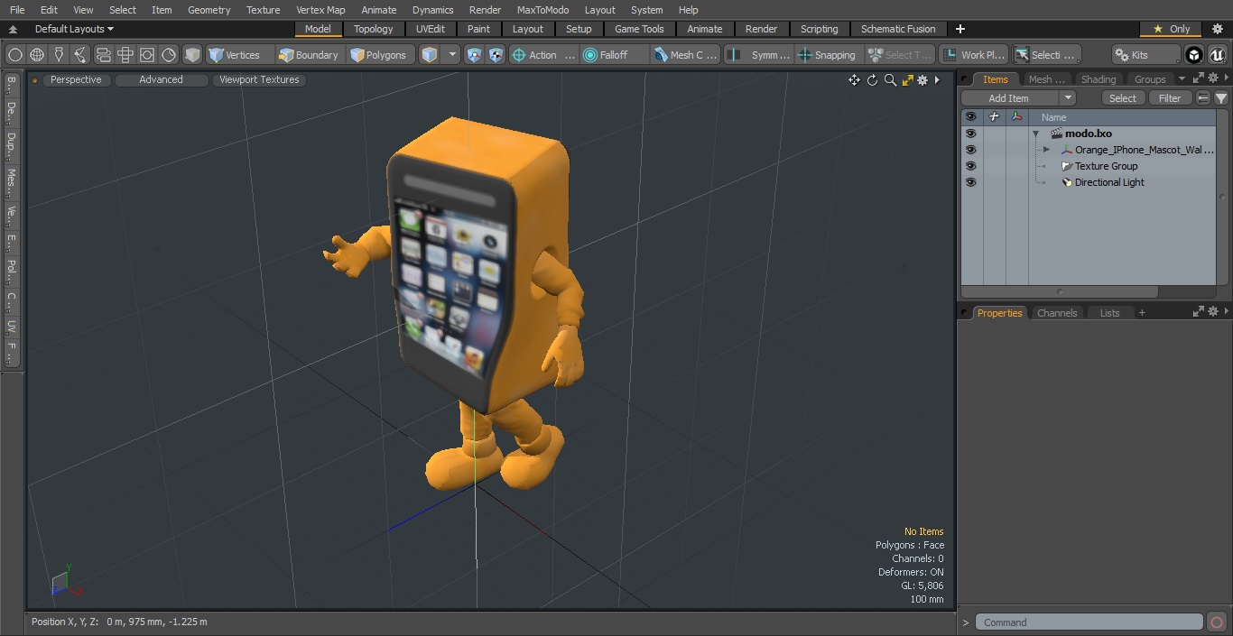 3D Orange IPhone Mascot Walking model