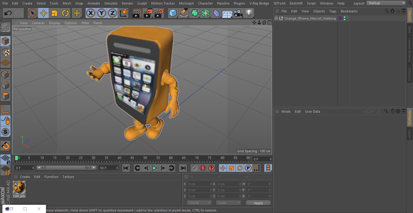 3D Orange IPhone Mascot Walking model