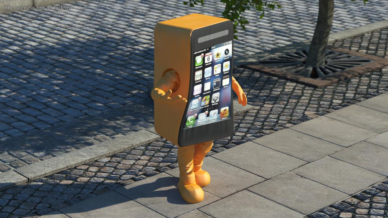 3D Orange IPhone Mascot Walking model