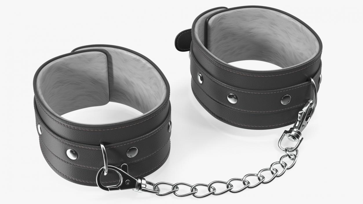 3D Leather Handcuffs Black model