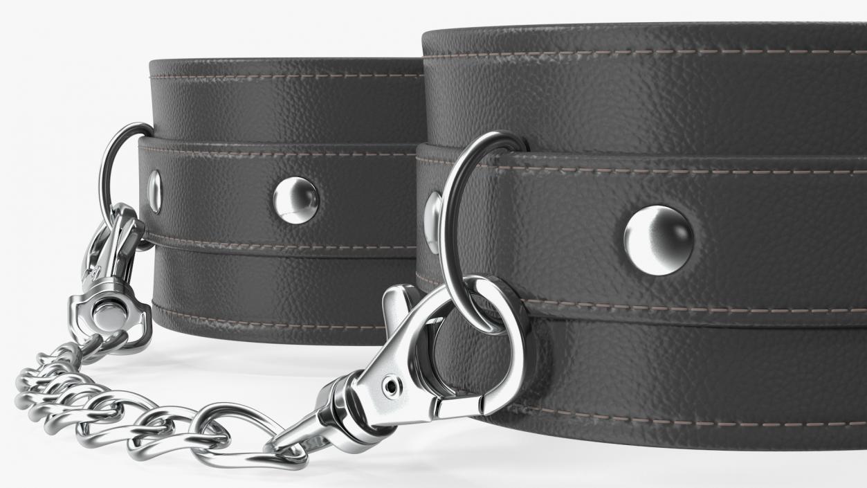 3D Leather Handcuffs Black model