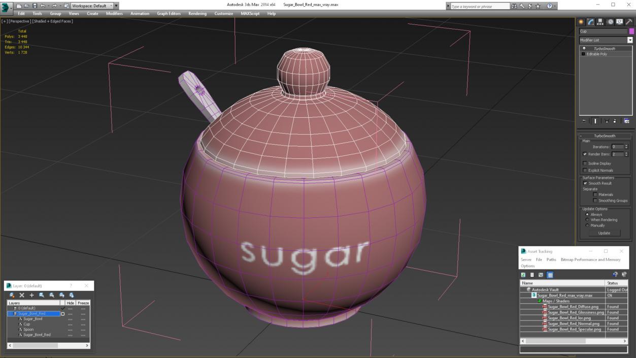 Sugar Bowl Red 3D model