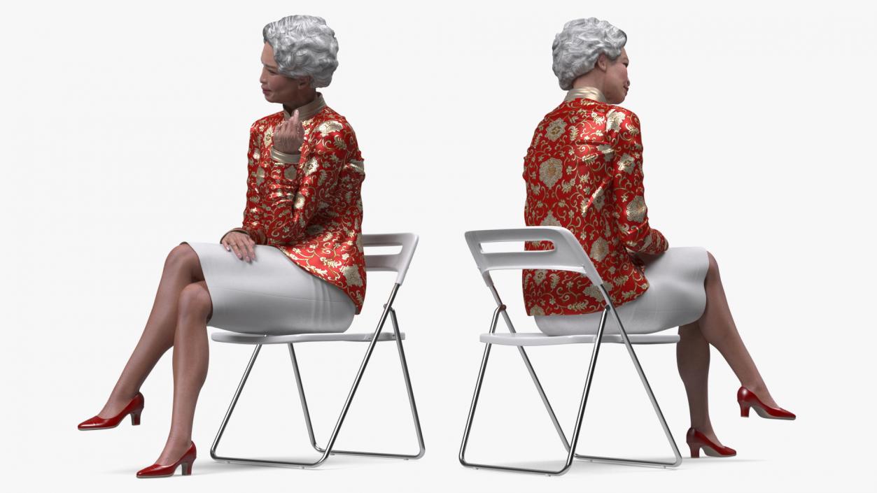 Asian Old Ladies Sitting Collection 2 3D