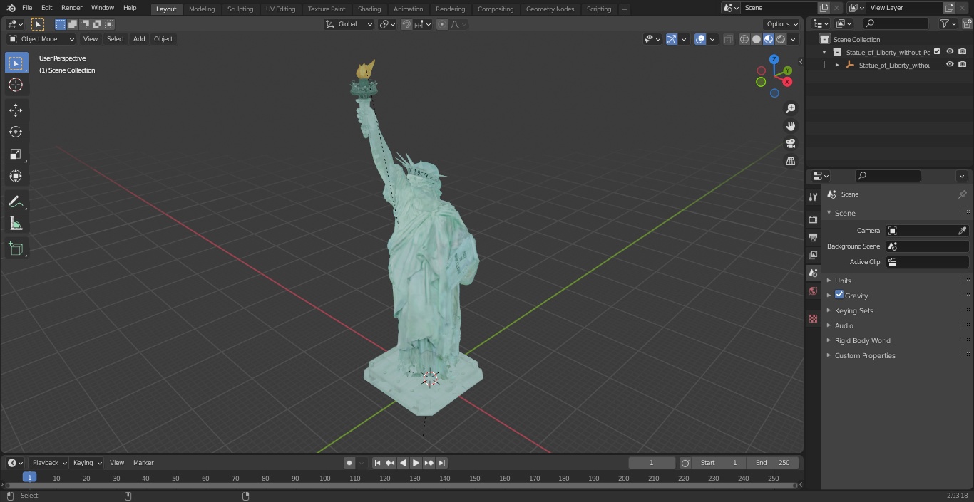 Statue of Liberty without Pedestal 3D model