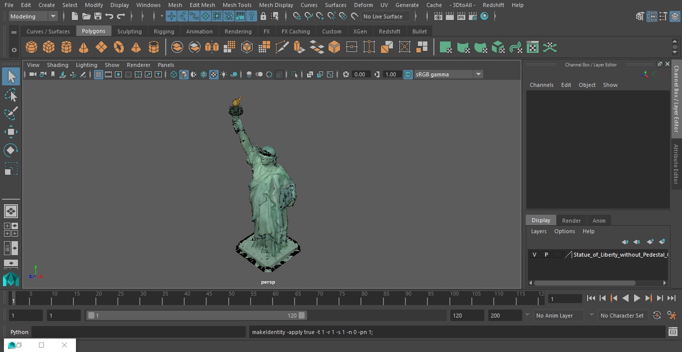 Statue of Liberty without Pedestal 3D model