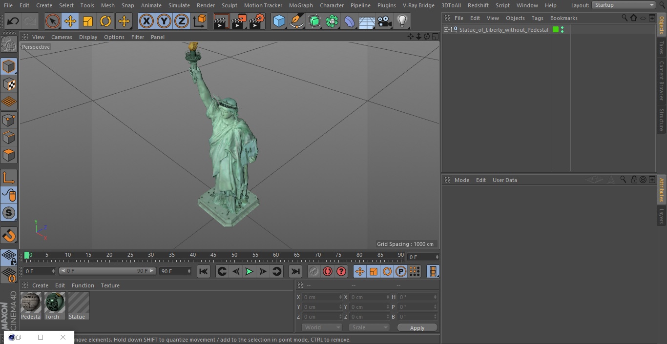 Statue of Liberty without Pedestal 3D model