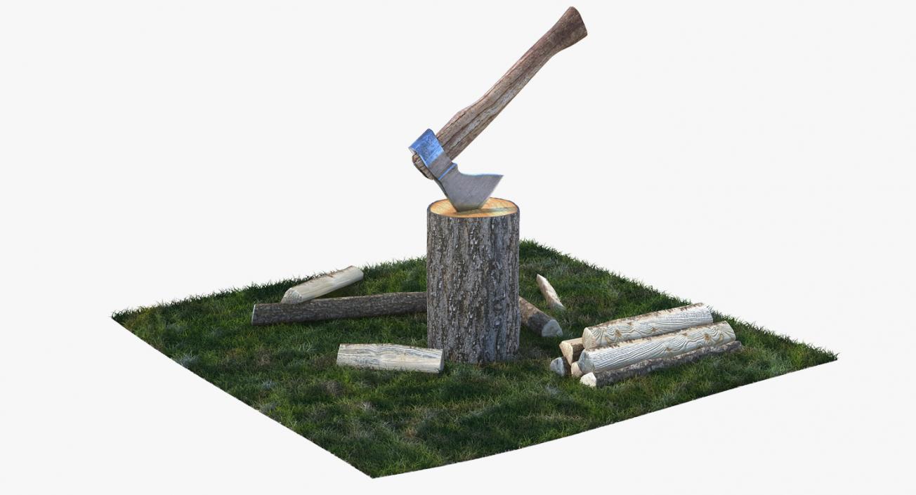 3D Chopping Firewood on Grass