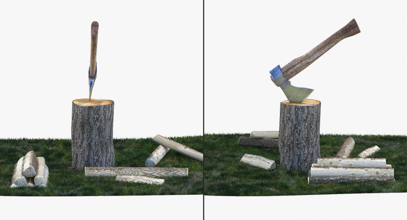 3D Chopping Firewood on Grass