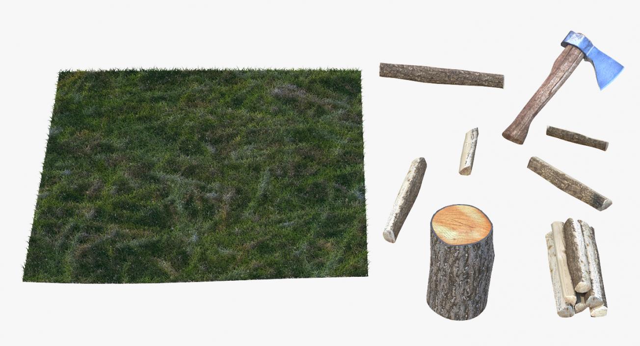 3D Chopping Firewood on Grass