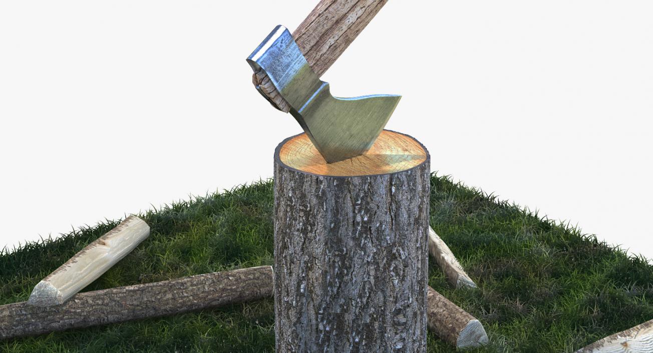 3D Chopping Firewood on Grass