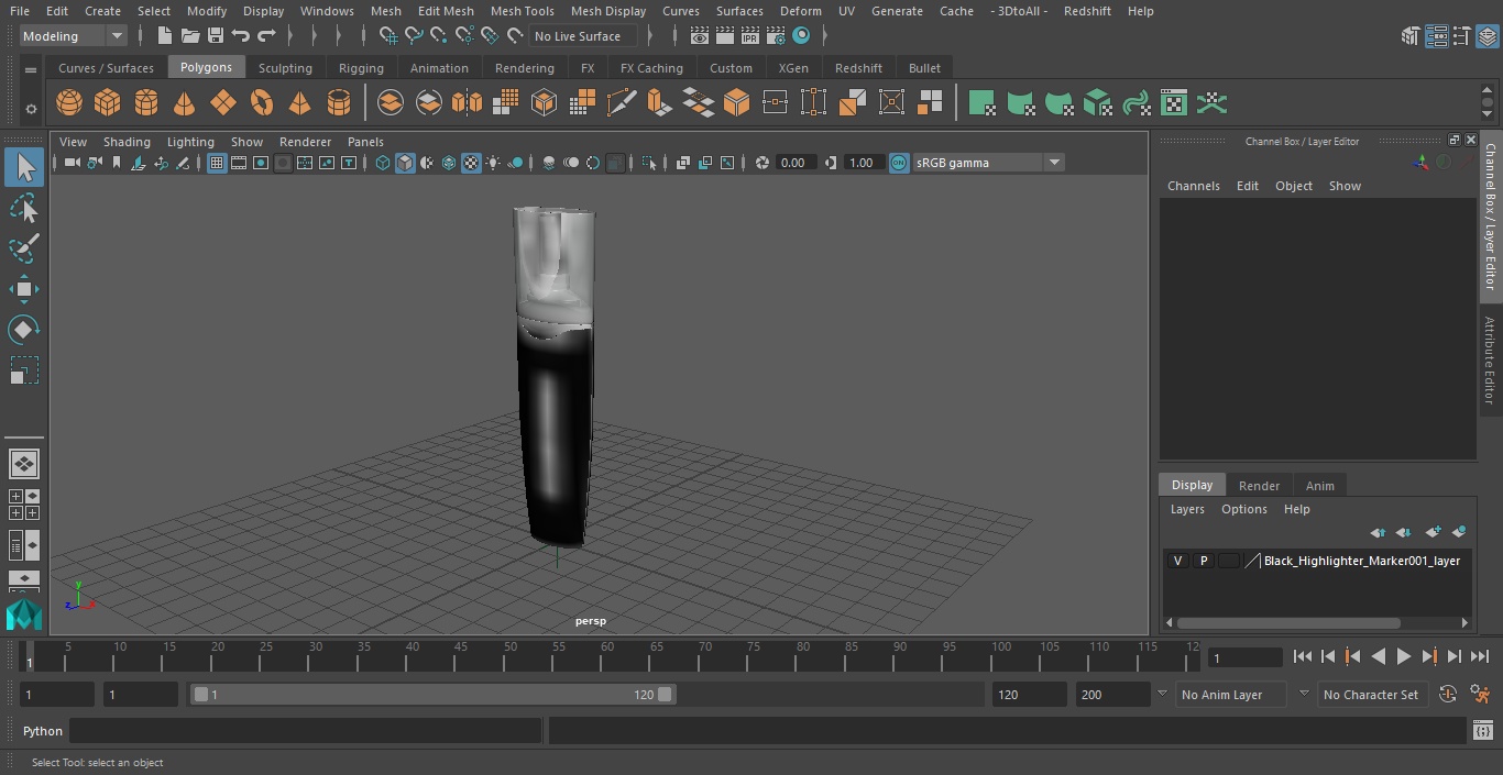 Black Highlighter Marker 3D model