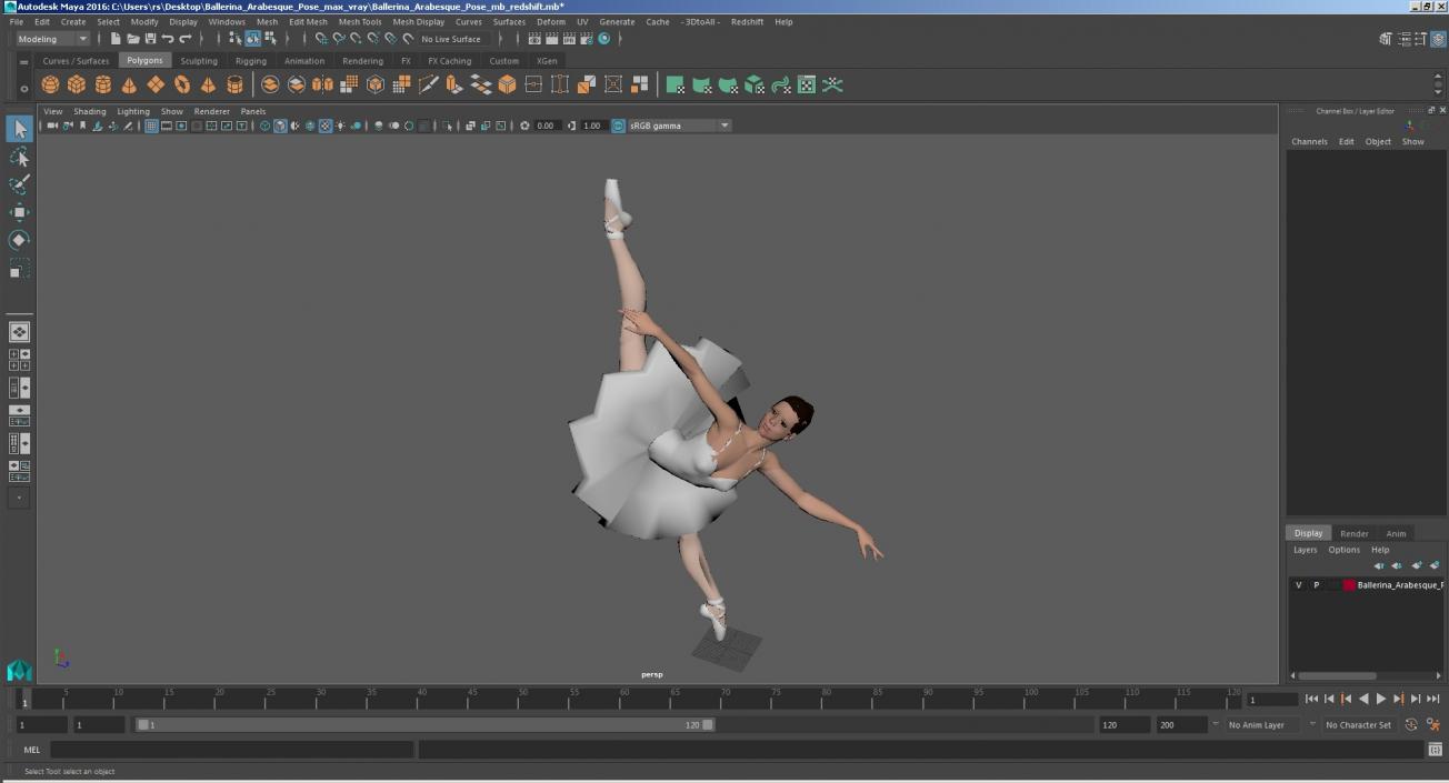 Ballerina Arabesque Pose 3D model