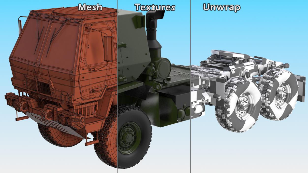 3D Military Tractor Rigged model