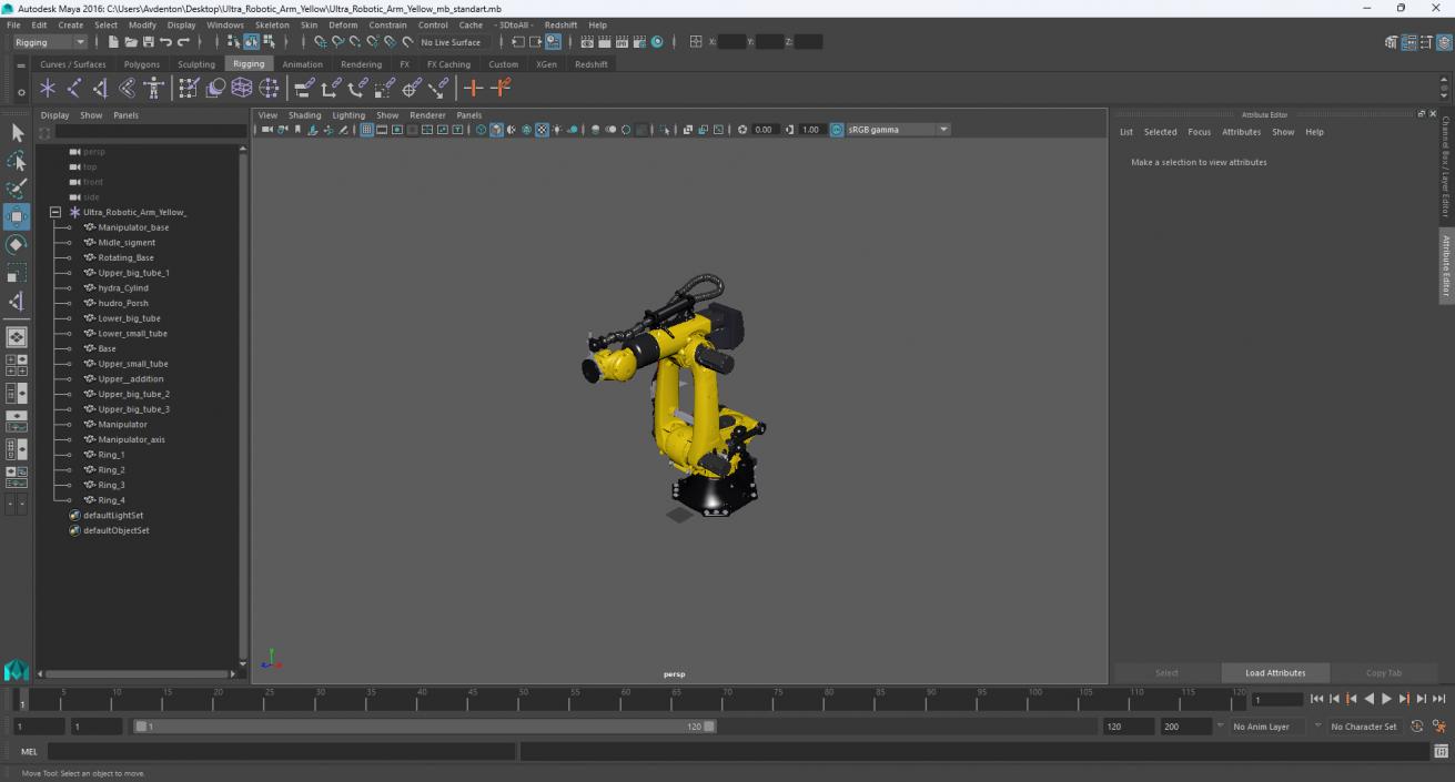 Ultra Robotic Arm Yellow 3D model