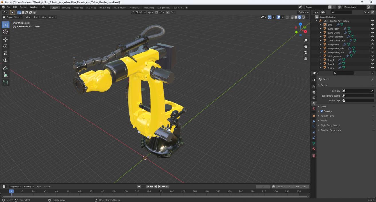 Ultra Robotic Arm Yellow 3D model