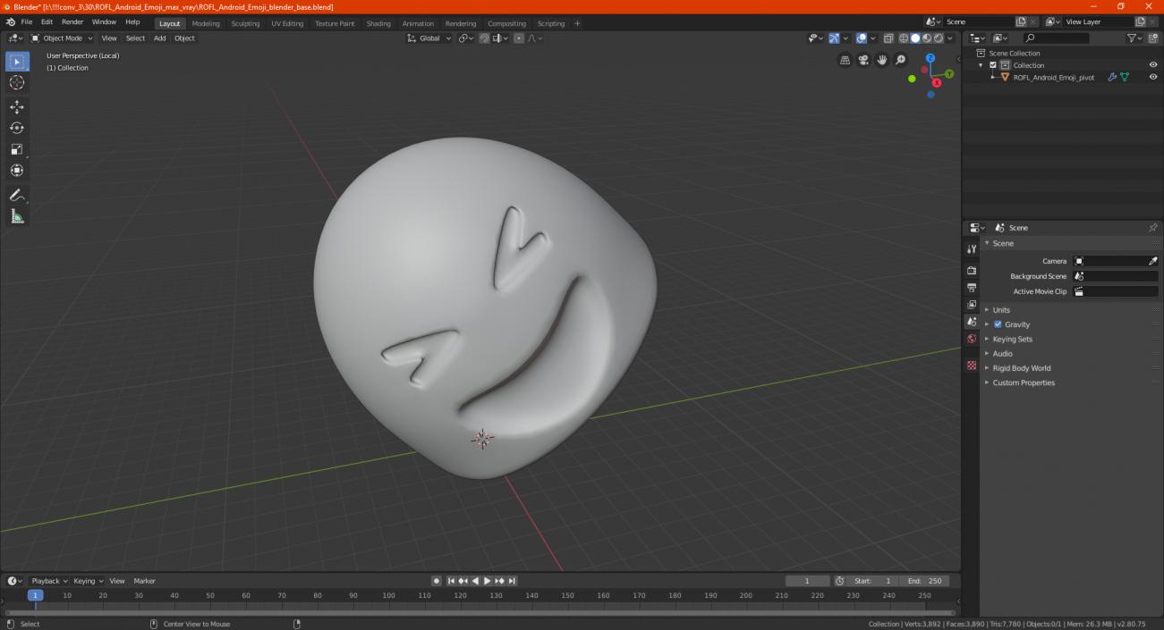 3D ROFL Android Emoji model