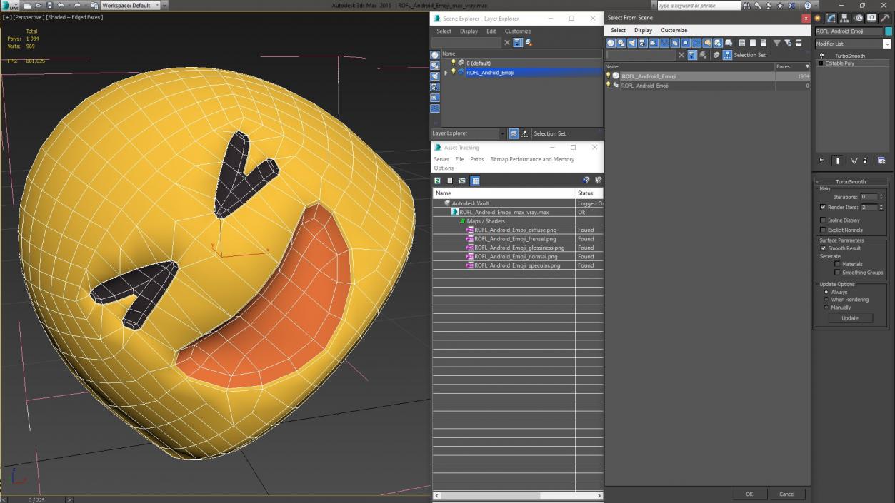 3D ROFL Android Emoji model