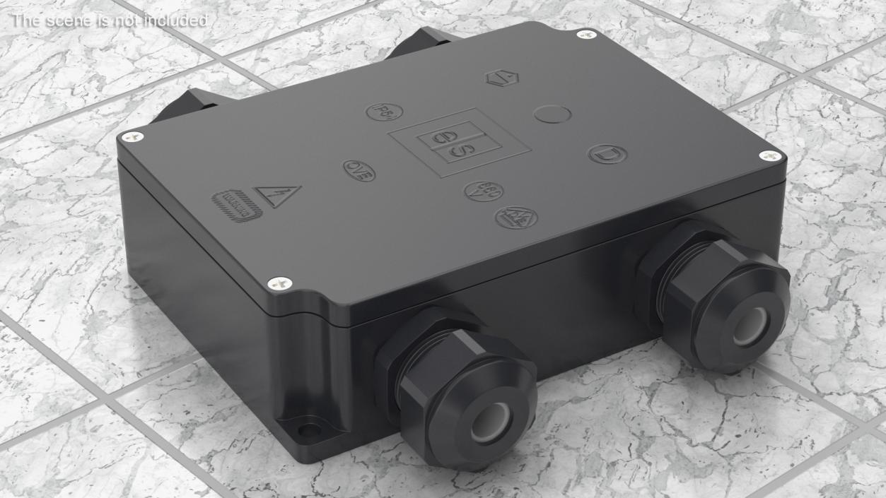 Black Closed Junction Box for 4 Wires 3D