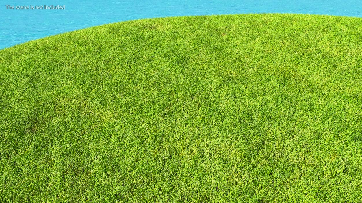 3D model Rock Round Cross Section with Green Grass Fur