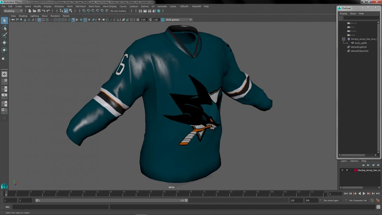 Hockey Jersey San Jose Sharks 3D model