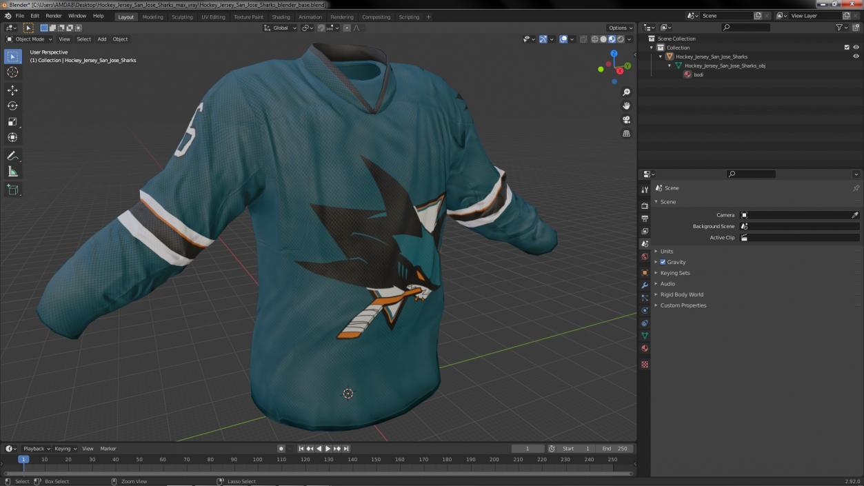 Hockey Jersey San Jose Sharks 3D model