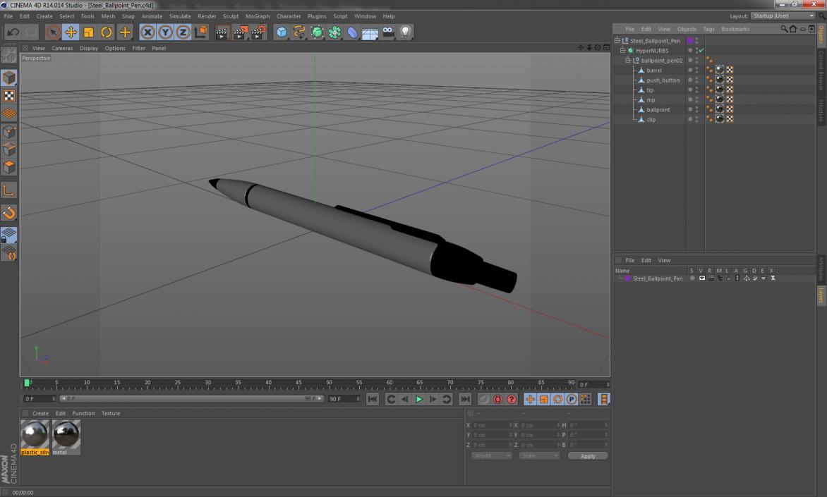 Steel Ballpoint Pen 3D model