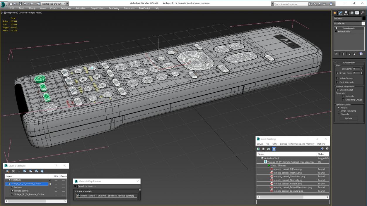 3D Vintage IR TV Remote Control model