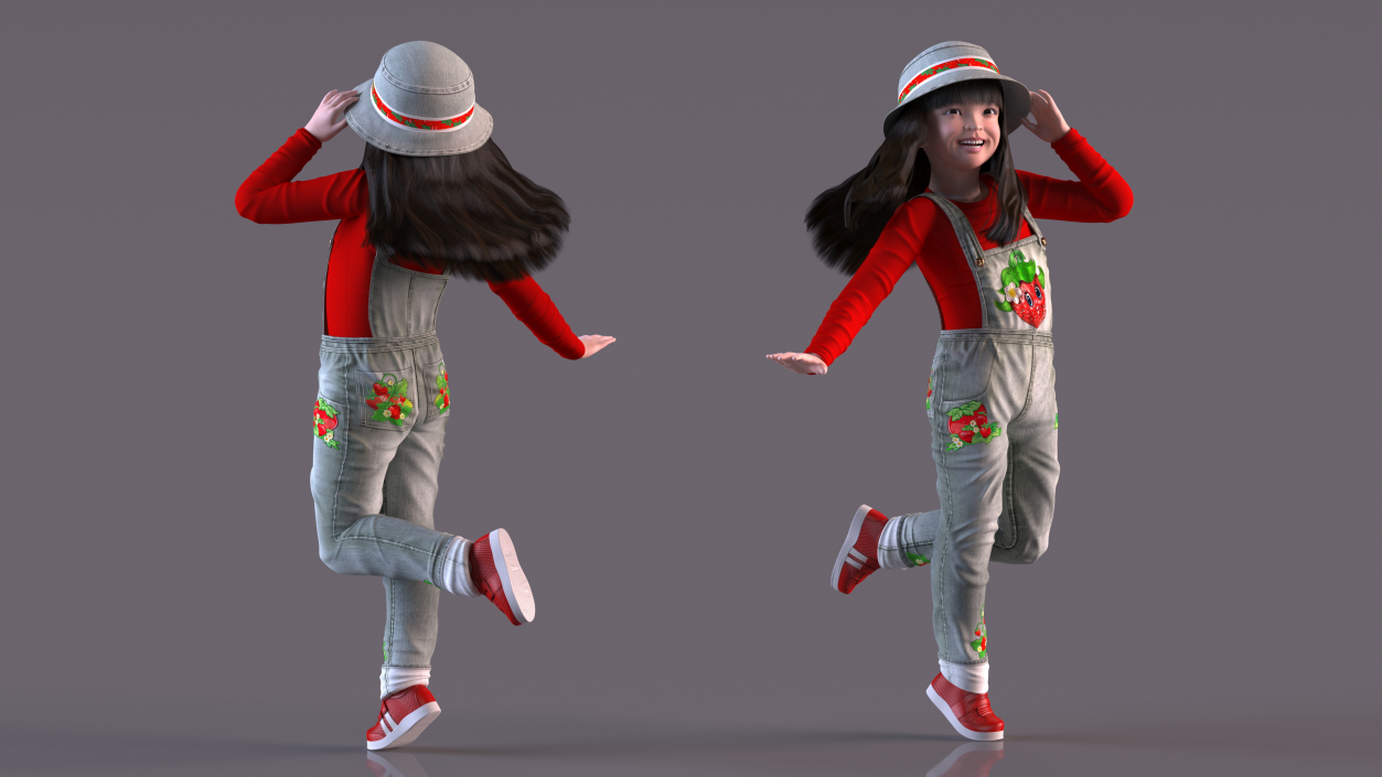 3D Girl Child in Street Wear Dancing model