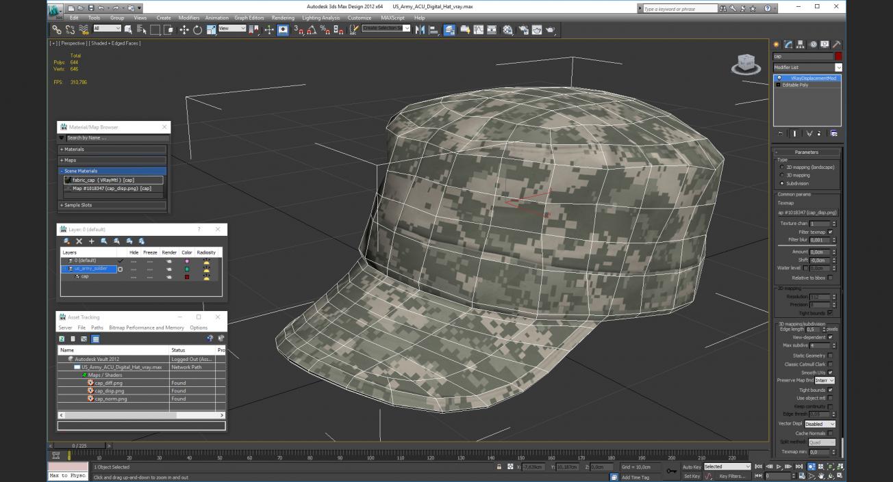 3D US Army ACU Digital Hat model