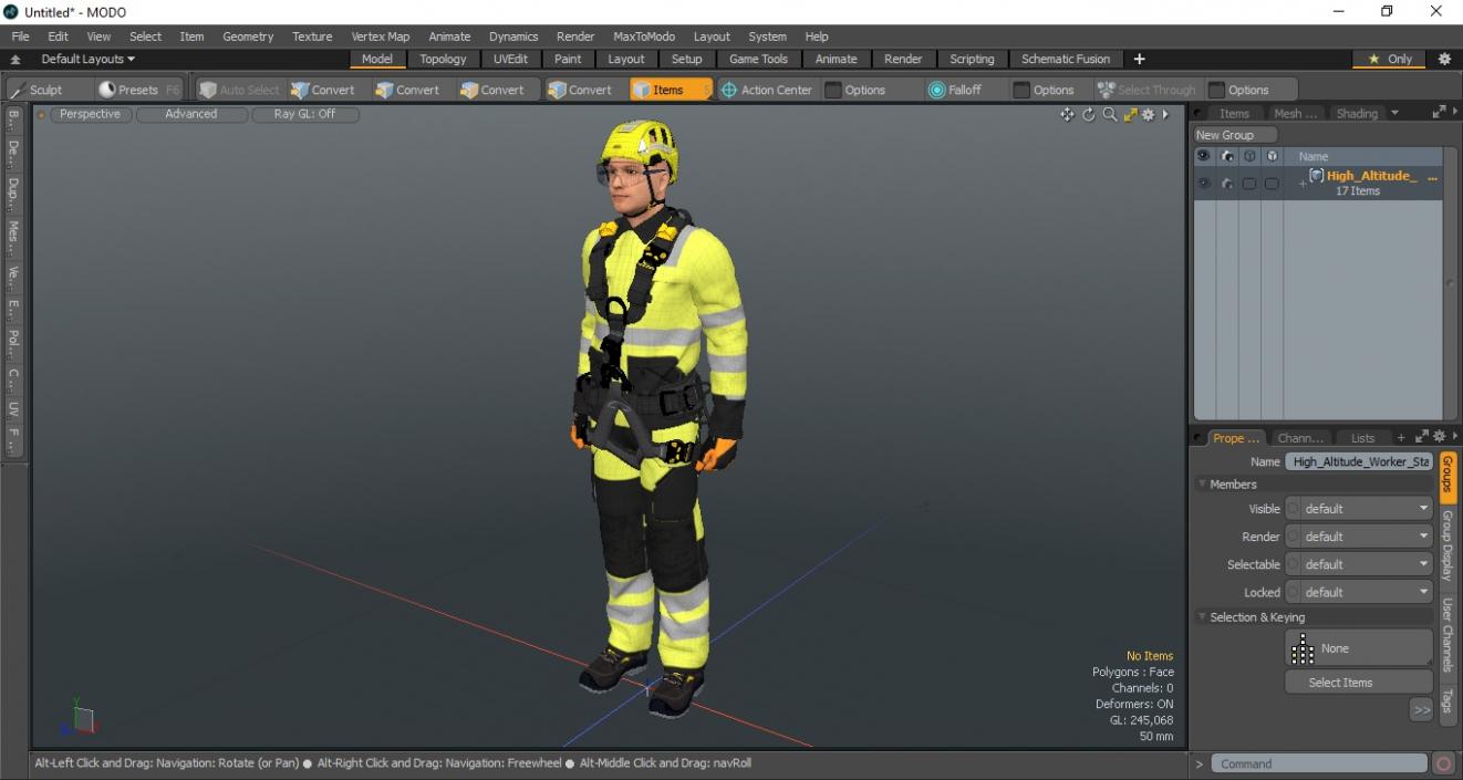 High Altitude Worker Standing Pose 3D model