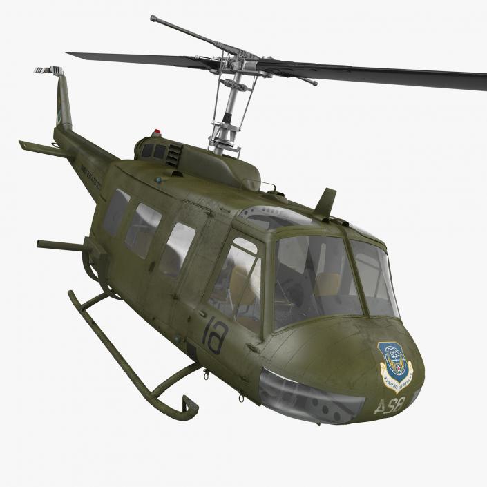 3D Military Utility Helicopter Bell UH-1 Iroquois Rigged model