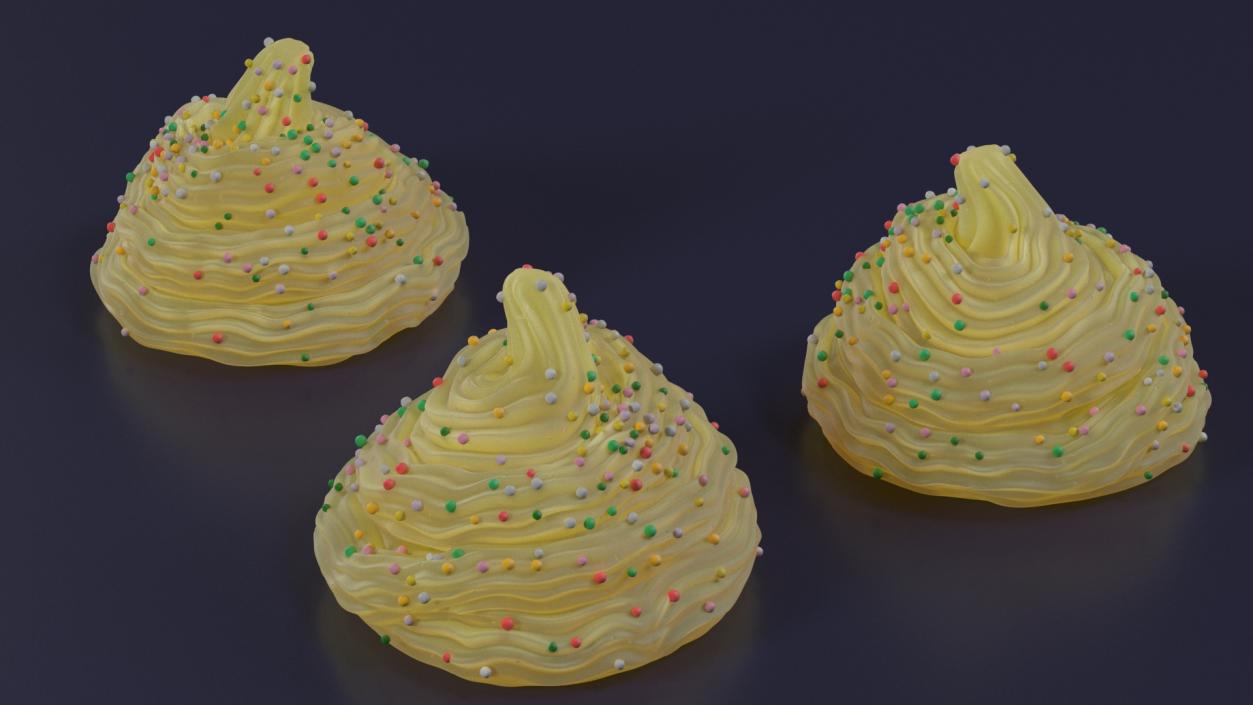 3D Whipped Cream Peaks Yellow