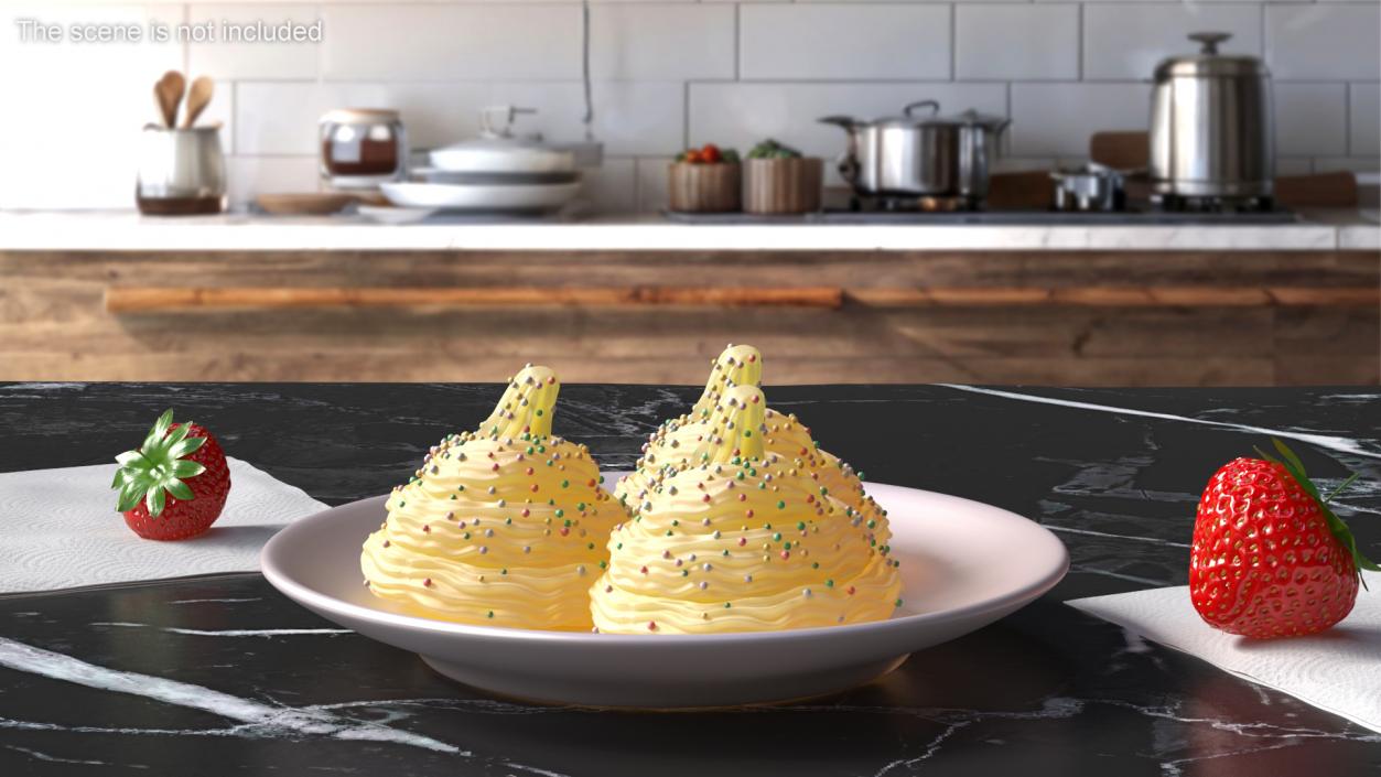 3D Whipped Cream Peaks Yellow