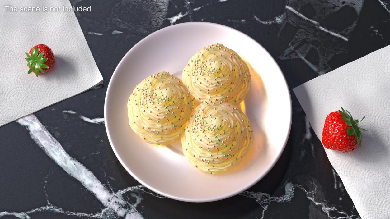 3D Whipped Cream Peaks Yellow