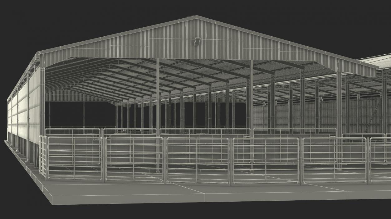 Cow Farm Barn Green 3D model