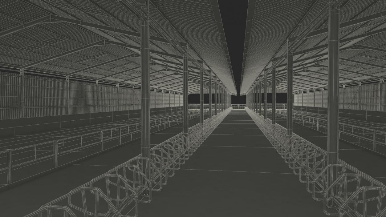 Cow Farm Barn Green 3D model